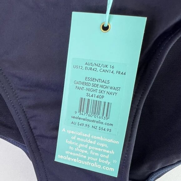 Sea Level Swim Women’s High Waist Navy Blue bikini Bottom Size 12 - Picture 3 of 3